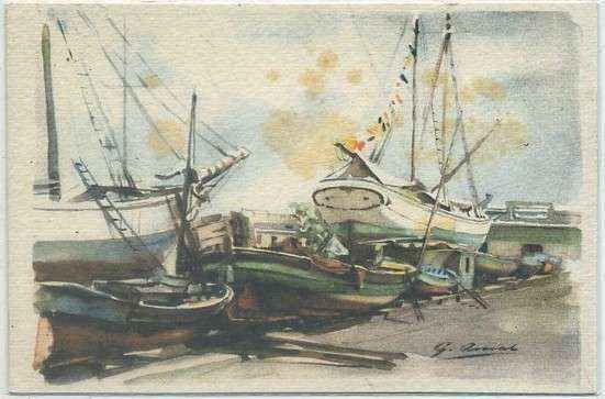 POSTAL DE BARCELONA. VISTA DEL MUELLE. ARCHIVO DE ARTE SERIE A Nº 2