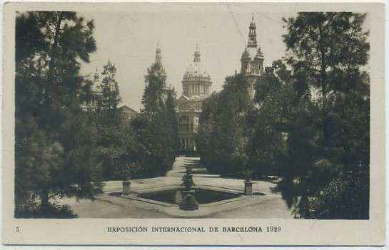 POSTAL ANTIGUA DE BARCELONA. EXPOSICION DE 1929. Nº 5. JARDIN UMBRIO