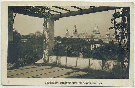 POSTAL ANTIGUA DE BARCELONA. EXPOSICION DE 1929. Nº 6. PALACIO NACIONAL DESDE LA ROSALEDA