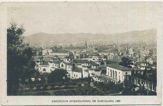 POSTAL ANTIGUA DE BARCELONA. EXPOSICION DE 1929. Nº 7. VISTA PARCIAL DE LOS PALACIOS
