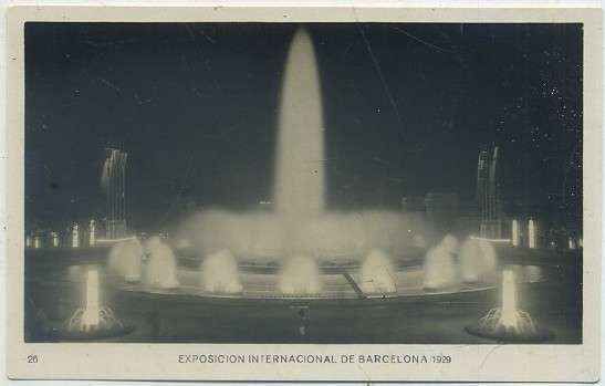 POSTAL ANTIGUA DE BARCELONA. EXPOSICION DE 1929. Nº 26. FUENTE MAGICA. NOCTURNA