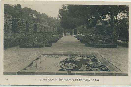 POSTAL ANTIGUA DE BARCELONA. EXPOSICION DE 1929. Nº 38. JARDINES LARIBAL. DETALLE