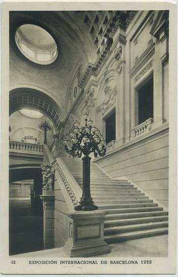 POSTAL ANTIGUA DE BARCELONA. EXPOSICION DE 1929. Nº 42. PAL. NACIONAL. ESCALERA DE HONOR