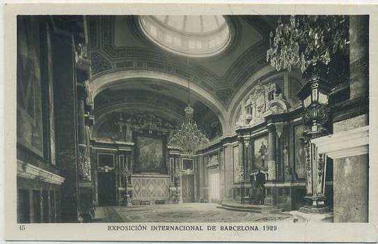 POSTAL ANTIGUA DE BARCELONA. EXPOSICION DE 1929. Nº 45. PAL. NACIONAL. SALA DEL TRONO