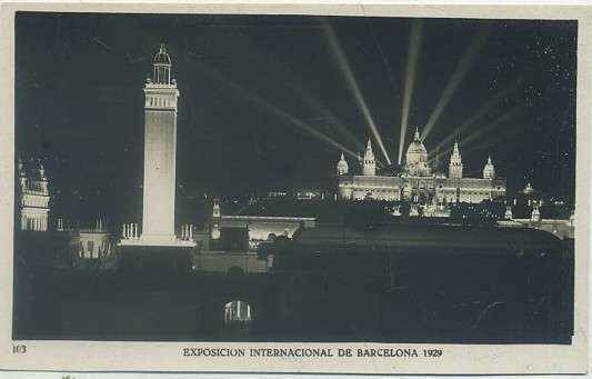 POSTAL ANTIGUA DE BARCELONA. EXPOSICION DE 1929. Nº 103. VISTA GENERAL. NOCTURNA