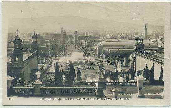 POSTAL ANTIGUA DE BARCELONA. EXPOSICION DE 1929. Nº 119. VISTA PANORAMICA DESDE EL PALACIO
