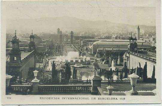 POSTAL ANTIGUA DE BARCELONA. EXPOSICION DE 1929. Nº 119. VISTA PANORAMICA DESDE EL PALACIO