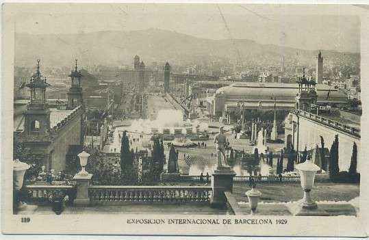 POSTAL ANTIGUA DE BARCELONA. EXPOSICION DE 1929. Nº 119. VISTA PANORAMICA DESDE EL PALACIO