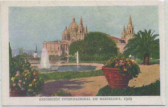 POSTAL ANTIGUA DE BARCELONA. EXPOSICION DE 1929. Nº 1474. AGUA Y FLORES