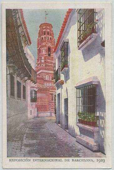 POSTAL ANTIGUA DE BARCELONA. EXPOSICION DE 1929. Nº 1487. P. ESPAÑOL. CALLE DE LAS BULAS