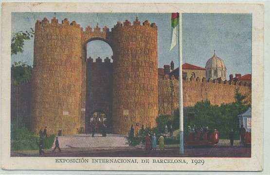 POSTAL ANTIGUA DE BARCELONA. EXPOSICION DE 1929. Nº 1476. P. ESPAÑOL. PUERTA DE AVILA
