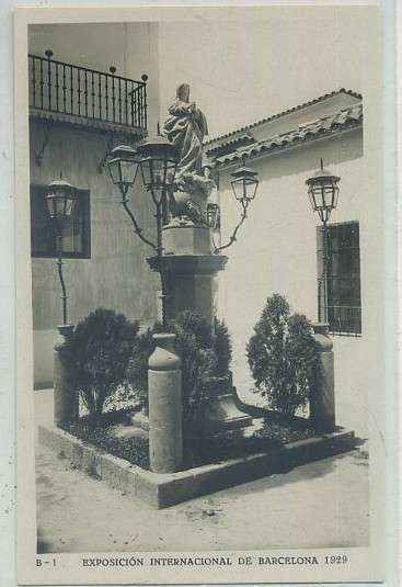POSTAL ANTIGUA DE BARCELONA. EXPOSICION DE 1929. B-1. P. ESPAÑOL. PZA. DE LA HERMANDAD