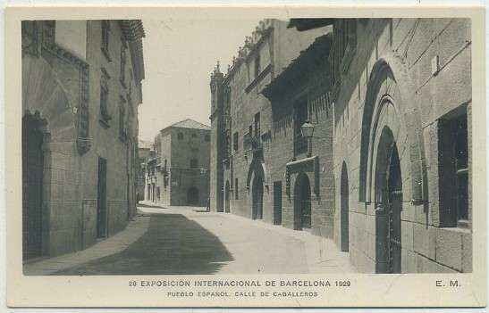 POSTAL ANTIGUA DE BARCELONA. EXPOSICION DE 1929. PUEBLO ESPAÑOL. CALLE CABALLEROS