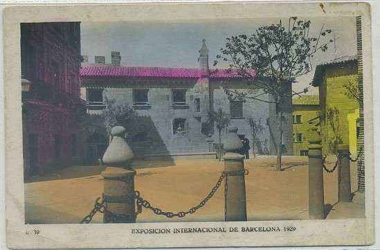 POSTAL ANTIGUA DE BARCELONA. EXPOSICION DE 1929. B-39. P. ESPAÑOL. PZA. DE ARAGON