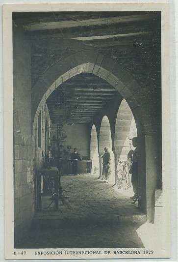 POSTAL ANTIGUA DE BARCELONA. EXPOSICION DE 1929. B-49. P. ESPAÑOL. SOPORTALES PZA. MAYOR
