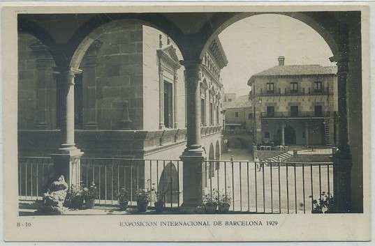 POSTAL ANTIGUA DE BARCELONA. EXPOSICION DE 1929. B-16. P. ESPAÑOL. ASPECTO DE LA PZA. MAYOR