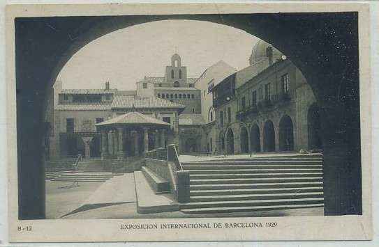 POSTAL ANTIGUA DE BARCELONA. EXPOSICION DE 1929. B-12. P. ESPAÑOL. UN ANGULO DE LA PZA. MAYOR