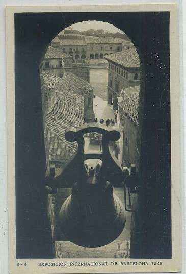 POSTAL ANTIGUA DE BARCELONA. EXPOSICION DE 1929. B-4. P. ESPAÑOL. PZA. MAYOR Y BARRIO GALLEGO