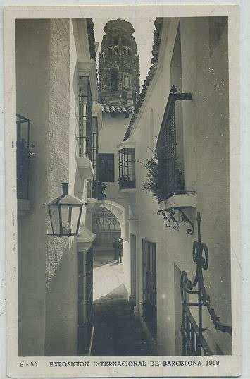POSTAL ANTIGUA DE BARCELONA. EXPOSICION DE 1929. B-55. P. ESPAÑOL. CALLE DE LOS ARCOS
