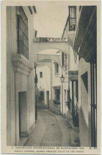 POSTAL ANTIGUA DE BARCELONA. EXPOSICION DE 1929. Nº 3. CALLE DE LOS ARCOS