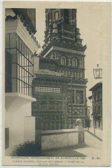 POSTAL ANTIGUA DE BARCELONA. EXPOSICION DE 1929. P. ESPAÑOL. TORRE IGLESIA MAYOR