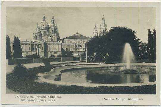 POSTAL ANTIGUA DE BARCELONA. EXPOSICION DE 1929. DETALLE PARQUE MONTJUICH