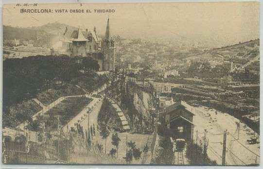 POSTAL ANTIGUA DE BARCELONA. VISTA DESDE EL TIBIDABO