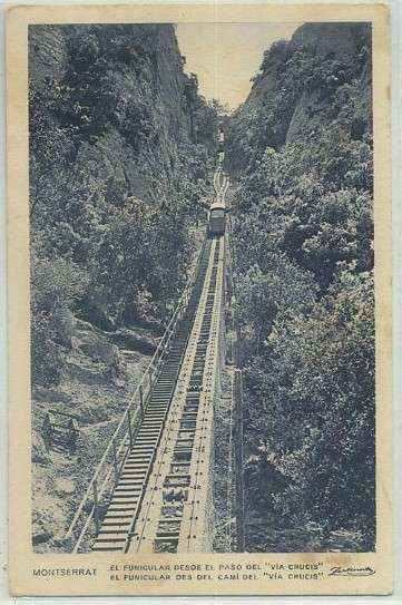 POSTAL BARCELONA. MONTSERRAT. EL FUNICULAR ESDE EL PASO DEL VIA CRUCIS