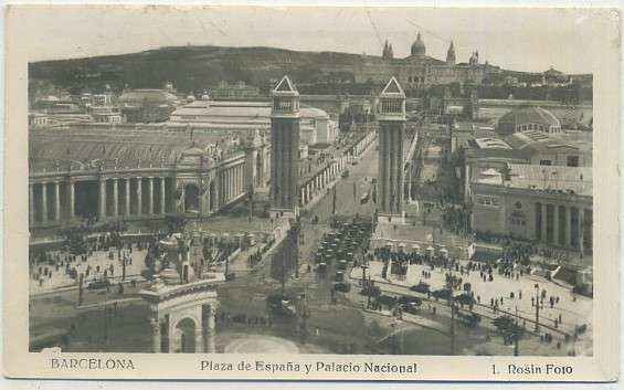 POSTAL ANTIGUA DE BARCELONA. PLAZA DE ESPAÑA Y PALACIO NACIONAL