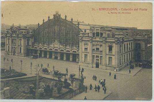 POSTAL ANTIGUA DE BARCELONA. ESTACION DEL NORTE Nº 51
