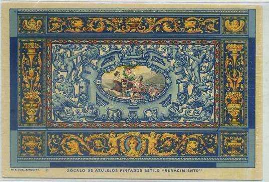 POSTAL ANTIGUA DE BARCELONA. ZOCALOS DE AZULEJOS ESTILO RENACIMIENTO