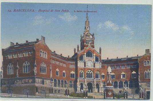 POSTAL ANTIGUA DE BARCELONA. HOSPITAL DE SAN PABLO Nº 74
