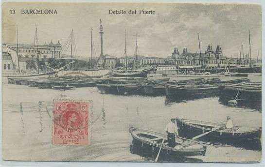 POSTAL ANTIGUA DE BARCELONA. DETALLE DEL PUERTO Nº 13
