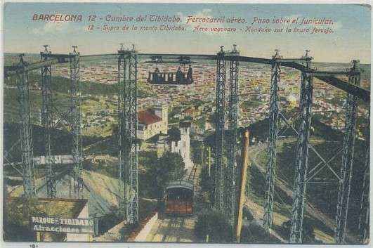 POSTAL ANTIGUA DE BARCELONA. CUMBRE DEL TIBIDABO. FERROCARRIL AEREO Nº 12