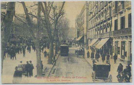 POSTAL ANTIGUA DE BARCELONA. RAMBLA DE ESTUDIOS Nº 160