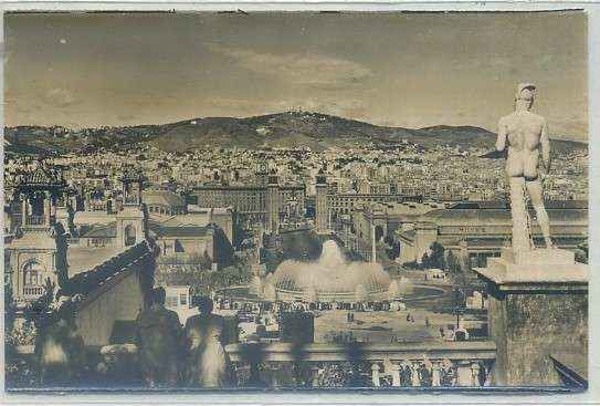 POSTAL DE BARCELONA. SURTIDORES DE MONTJUICH Y PANORAMICA Nº 72