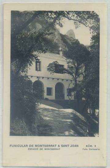 POSTAL ANTIGUA DE BARCELONA. FUNICULAR DE MONTSERRAT Y S. JUAN. ESTACIÓ DE MONTSERRAT