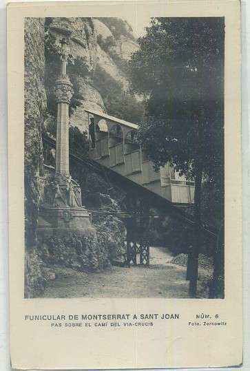 POSTAL ANTIGUA DE BARCELONA. FUNICULAR DE MONTSERRAT Y S. JUAN. CAMI DEL VIA-CRUSIS