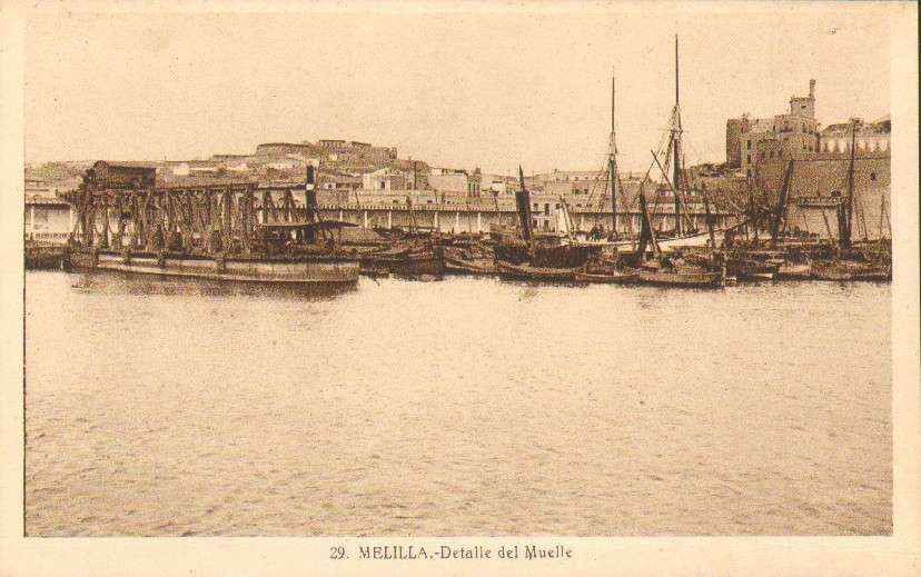 POSTAL DE MELILLA. DETALLE DEL MUELLE.