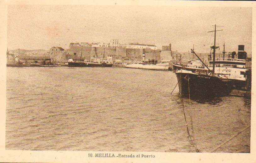 POSTAL DE MELILLA. ENTRADA AL PUERTO.