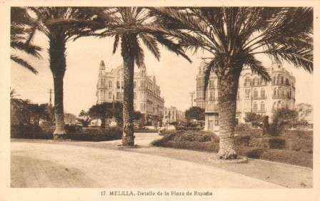 POSTAL DE MELILLA. DETALLE DE LA PLAZA DE ESPAÑA.