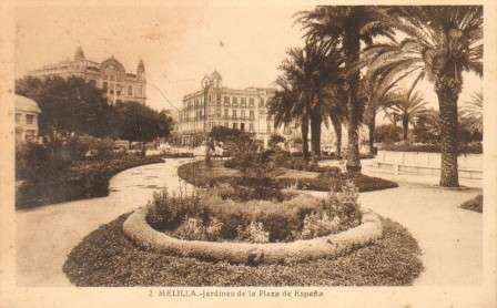 POSTAL DE MELILLA. JARDINES DE LA PLAZA DE ESPAÑA.