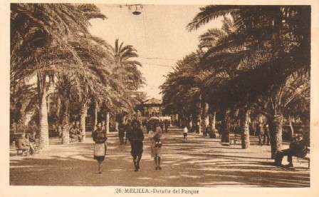POSTAL DE MELILLA. DETALLE DEL PARQUE.