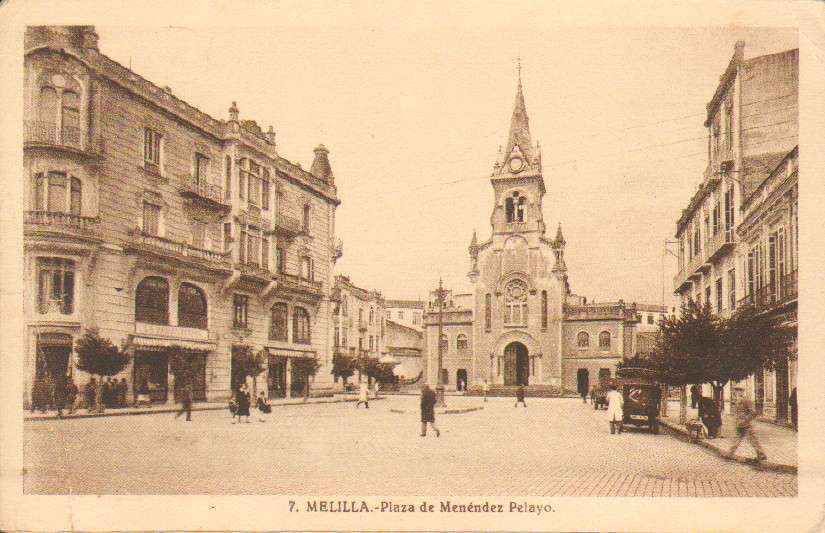 POSTAL ANTIGUA DE MELILLA. PLAZA DE MENENDEZ PELAYO.