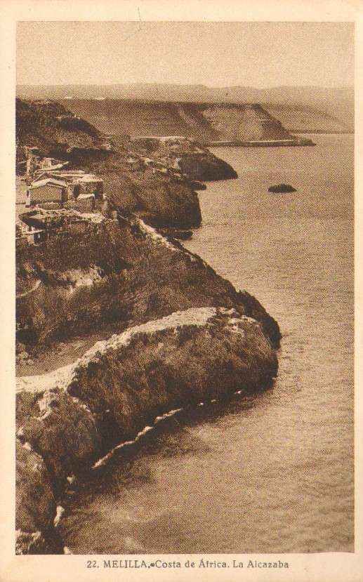 POSTAL DE MELILLA. COSTA DE AFRICA LA ALCAZABA.