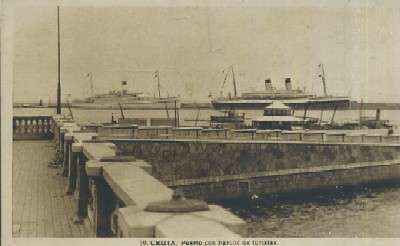 POSTAL DE CEUTA PUERTO CON BARCOS DE TURISTAS