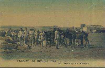 POSTAL DE MELILLA CAMPAÑA DE MELILLA 1909 Nº 68 ARTILLERIA DE MONTAÑA