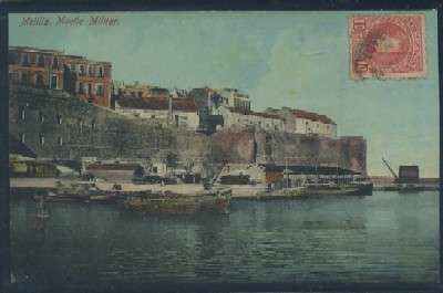 POSTAL ANTIGUA DE MELILLA MUELLE MILITAR