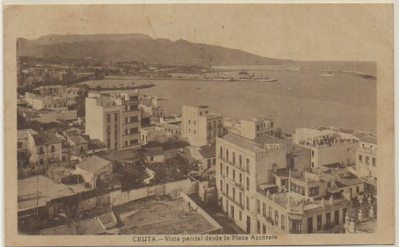 POSTAL ANTIGUA DE CEUTA. VISTA PARCIAL DESDE LA PLAZA AZCARATE.