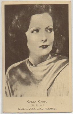 POSTAL  DE CINE: GRETA GARBO. OFRECIDO POR EL SELLO ANTIDOLOR -KALMINE-